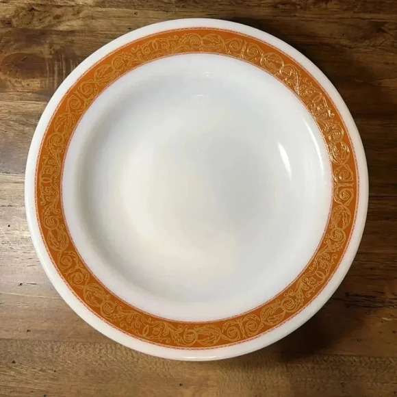 VTG Pyrex Brand Tableware by Corning Made in USA 715-7B 9” Bowl White Brown Trim - Picture 1 of 6